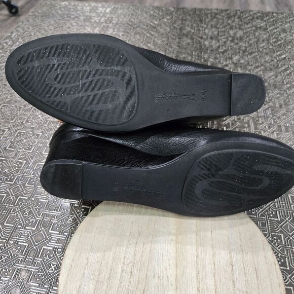 🐢 Kenneth Cole Gentle Souls Size 8.5 Black Leather Wedge Booties - Picture 11 of 13